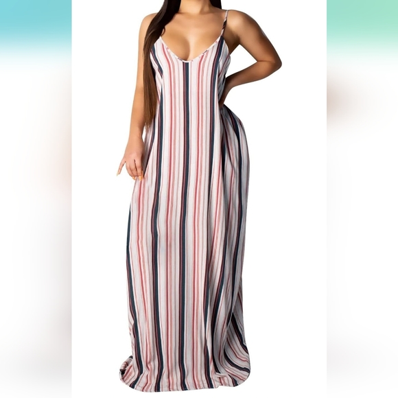 Amazon Dresses 2xl Striped Maxi Dress With Pockets Poshmark